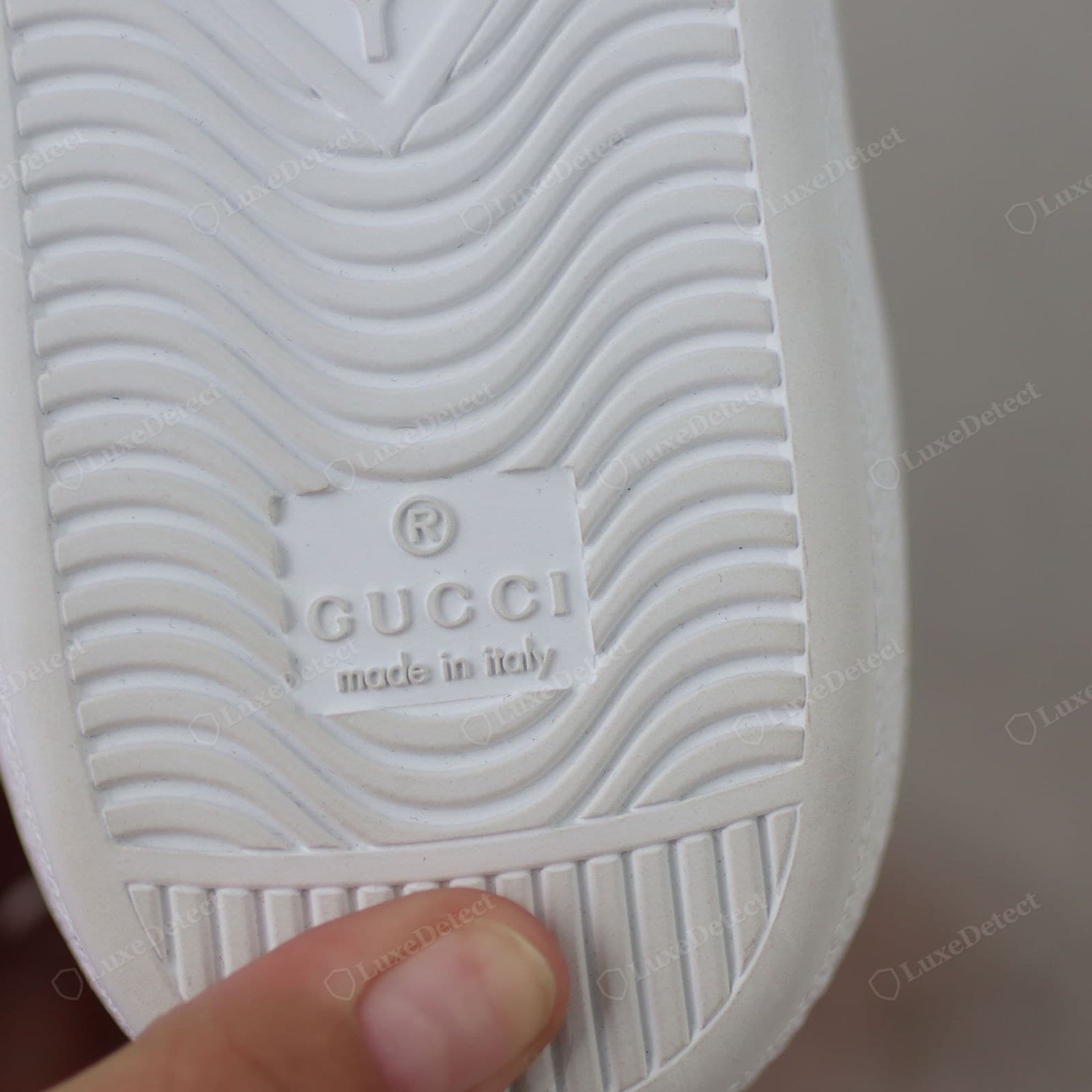 Genuine Gucci Ace sole — clean moulded GUCCI / made in Italy / size in the house typeface, firm crisp rubber
