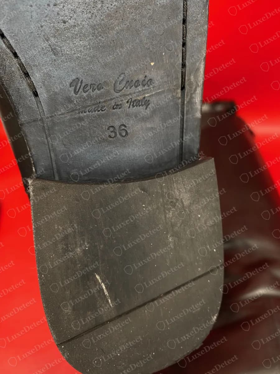 Genuine Ann Demeulemeester riding boot, leather sole stamped Vero Cuoio, made in Italy and the size 36 above a black rubber heel