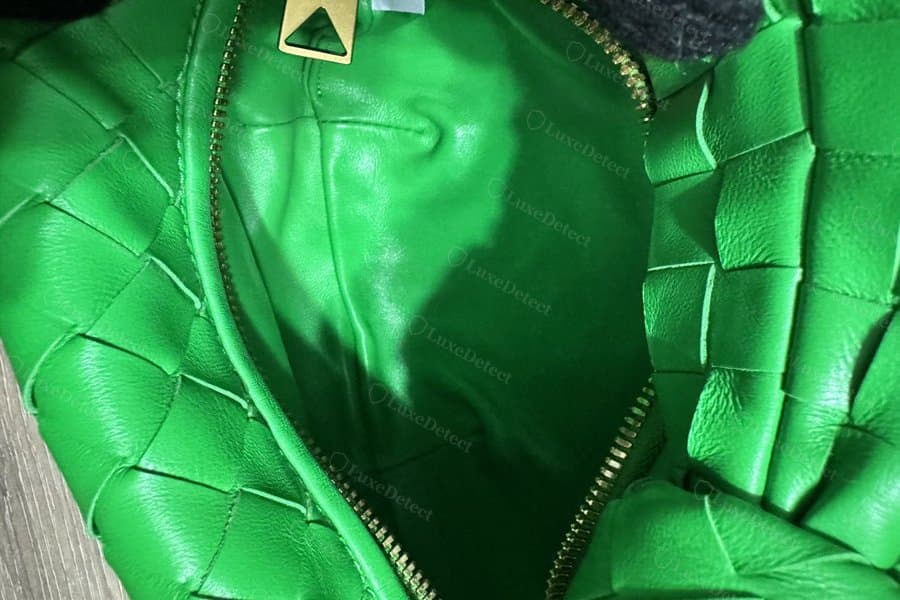 Interior of a bag submitted as a fake — no stamp is visible on the corresponding interior panel