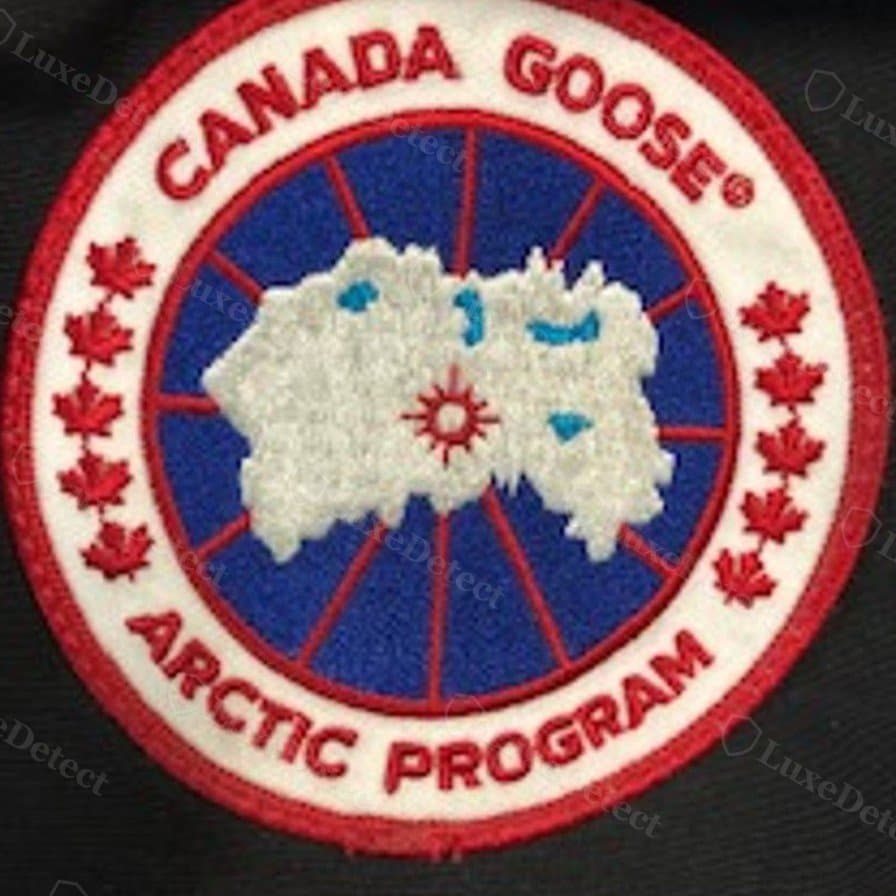 Écusson de manche Arctic Program authentique : broderie dense rouge, blanche et bleue, aux lettres nettes et régulièrement espacées.
