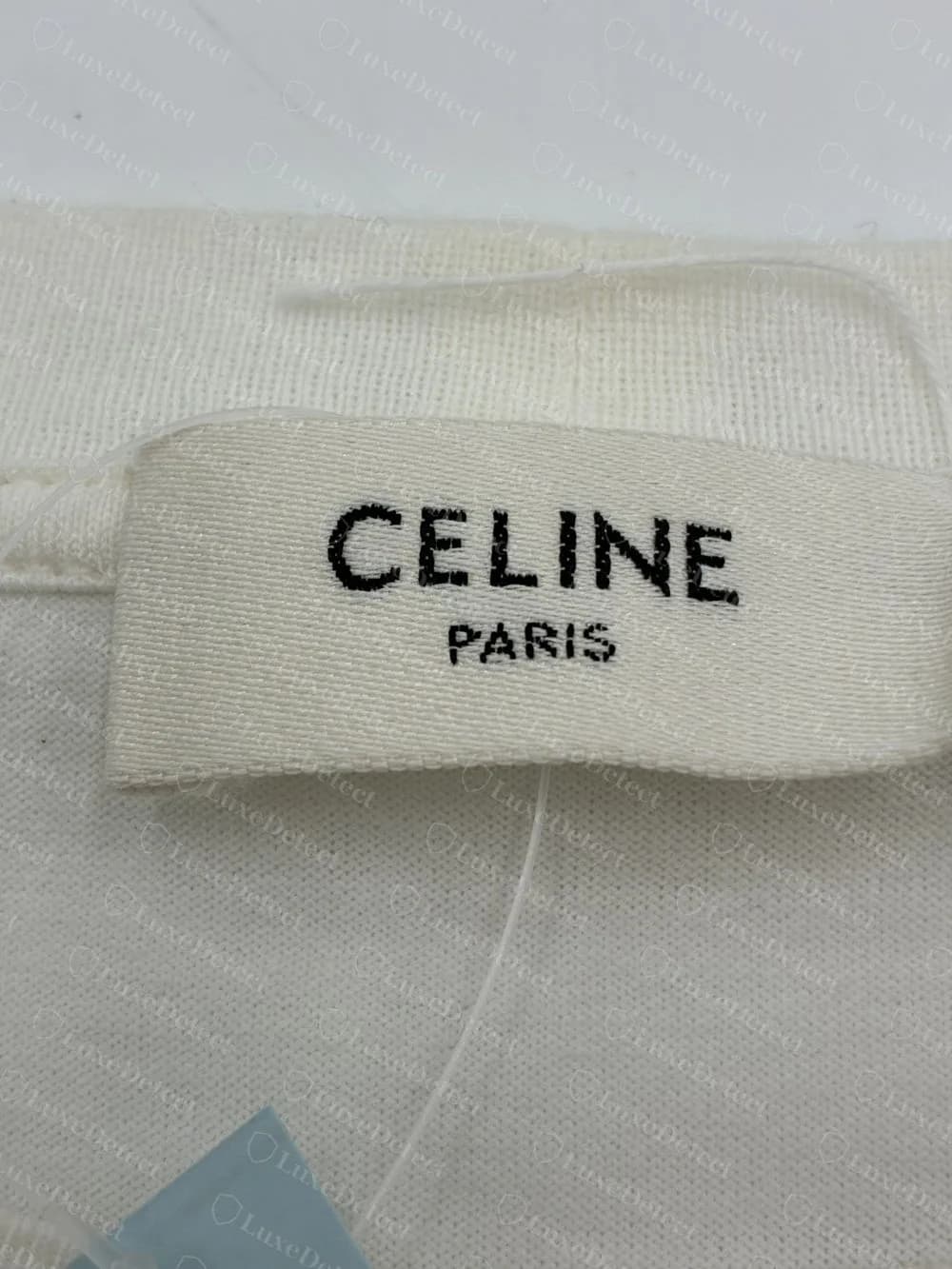 Genuine Slimane-era Celine tee: woven CELINE PARIS neck label with no accent