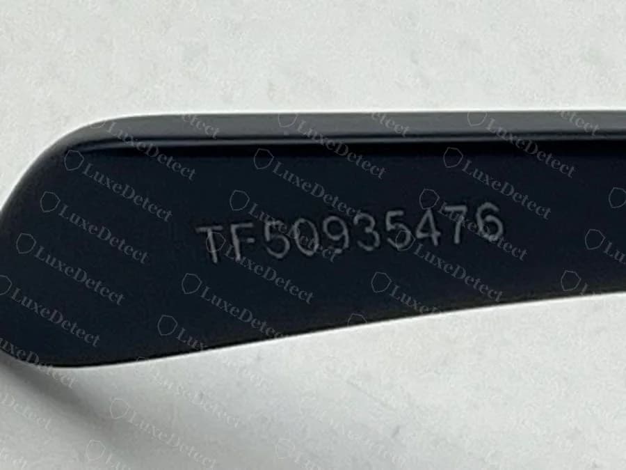 Counterfeit Celine temple tip with an equally clean TF serial. Fakes copy this detail too.