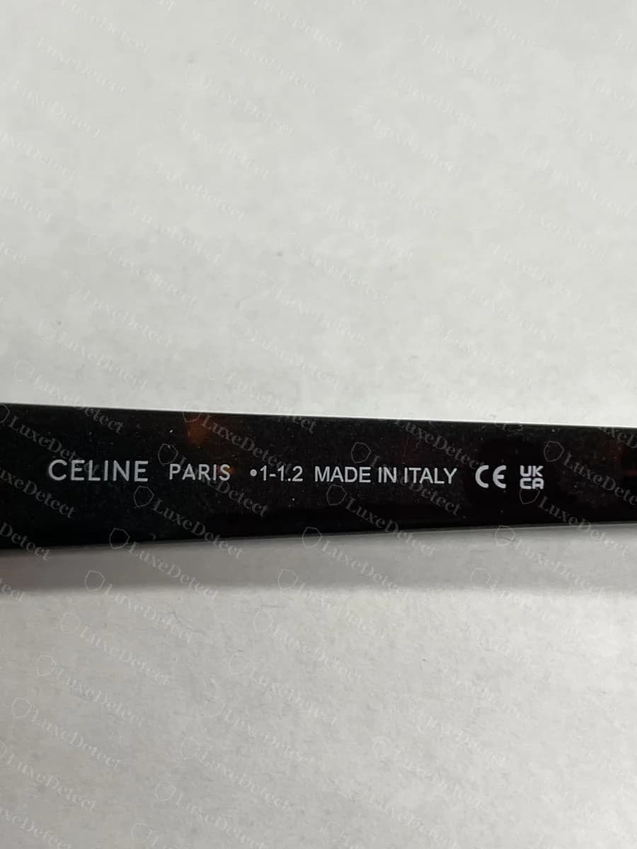 Counterfeit Celine temple dated 1-1.2 (2012) but also carrying a UKCA mark, which did not exist until 2021.