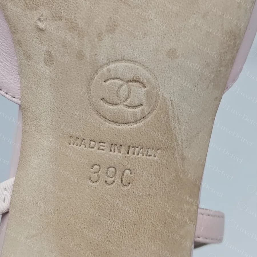 Authentic Chanel slingback leather sole with the CC roundel, MADE IN ITALY and size 39C