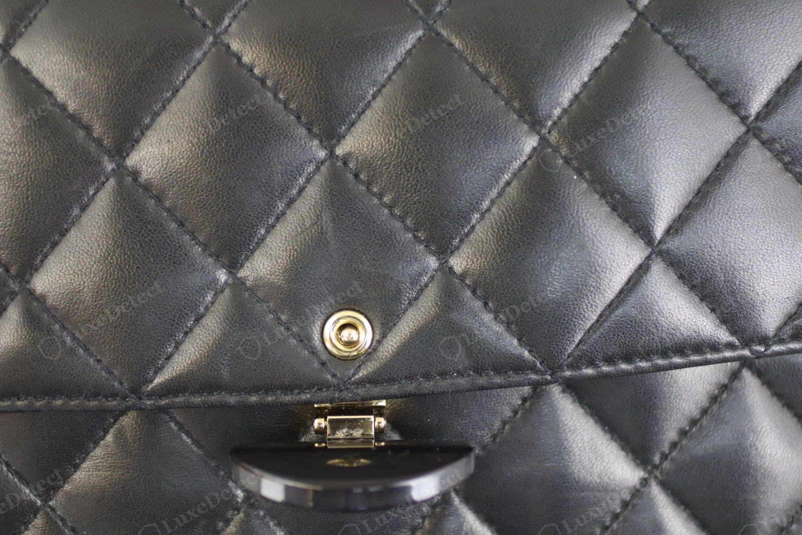 Genuine Chanel Classic Flap quilting — even diamonds of identical size, quilt lines aligned across the flap and around the sides