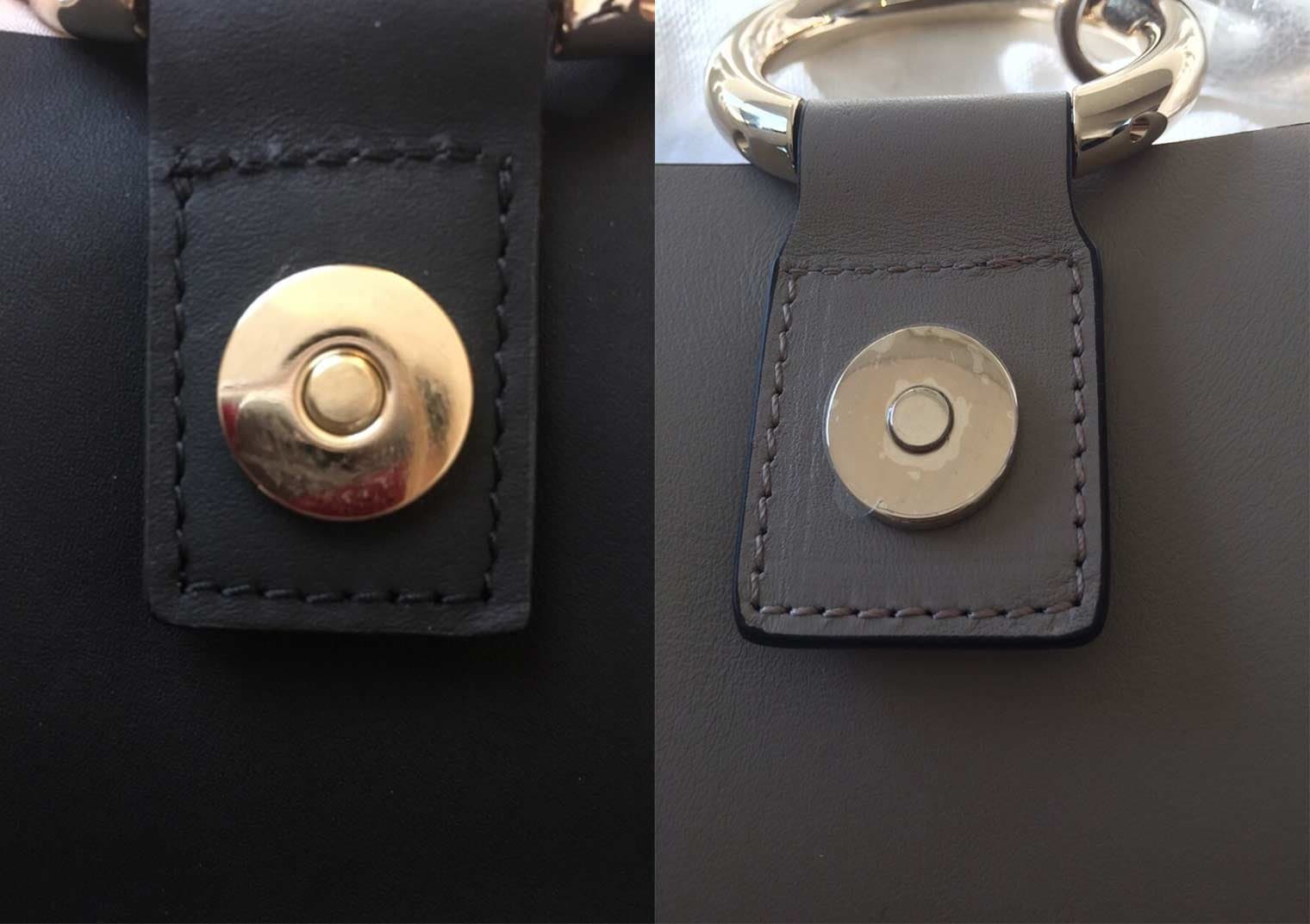 Authentic Chloé lock mechanism — clean casting, precise edges