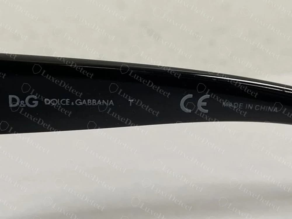 Haste D&G 6056 original: logotipo D&G, DOLCE&GABBANA, uma letra de fábrica, a marca CE e MADE IN CHINA