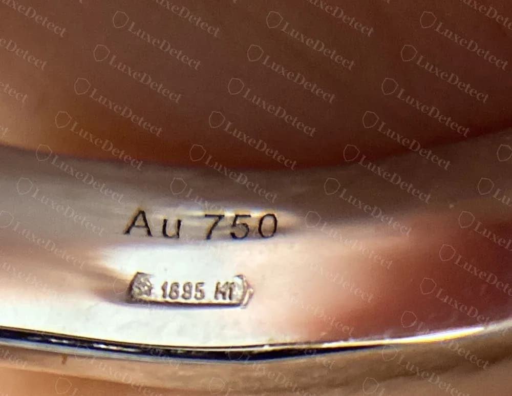Fascia Icon Gucci originale in oro 18 carati: Au 750 punzonato sopra un rombo con una stella, un numero e un codice di due lettere