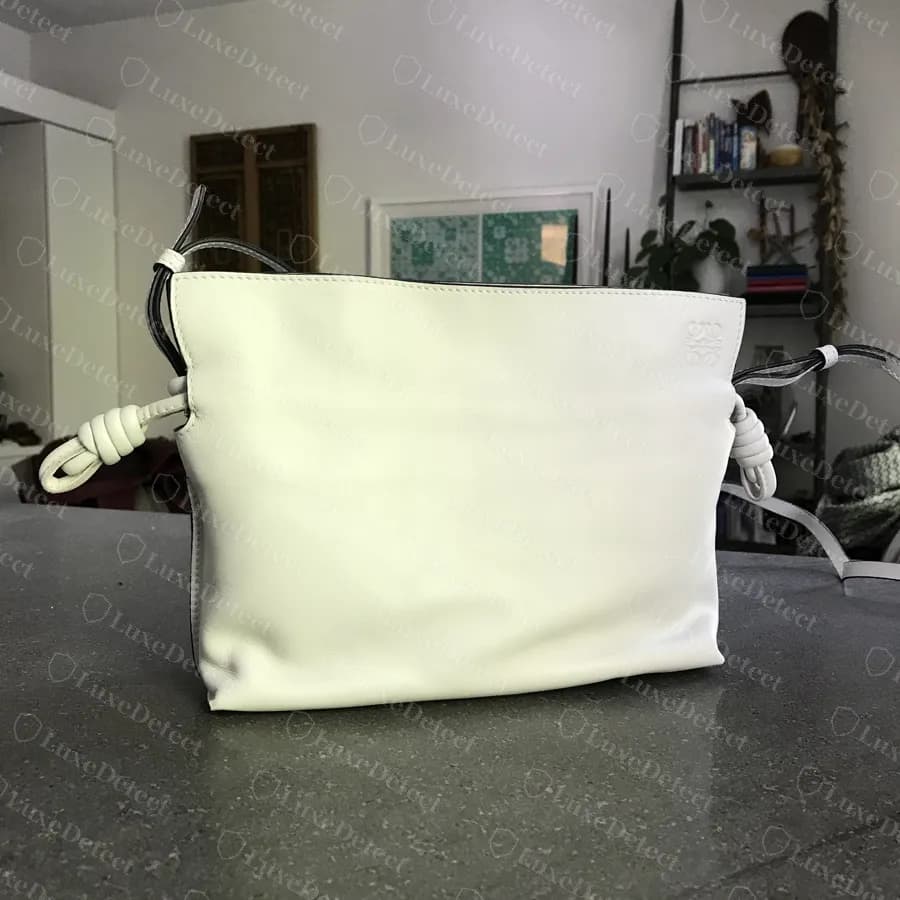 Genuine Loewe Flamenco clutch in soft off-white nappa with knotted corners