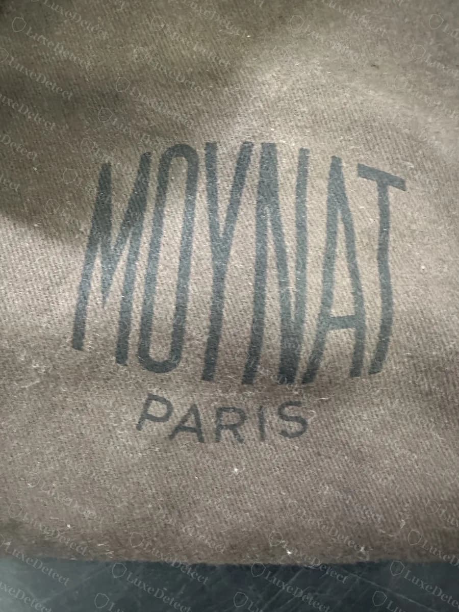 Genuine Moynat dust bag printed with the tall condensed MOYNAT logo above PARIS in plain capitals