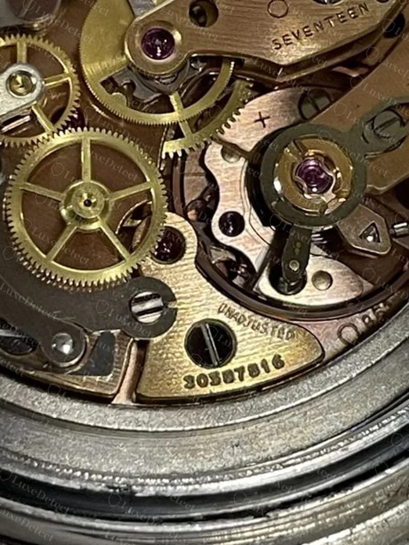 The movement serial 30387816 engraved on a bridge of a genuine vintage Speedmaster Mark II movement