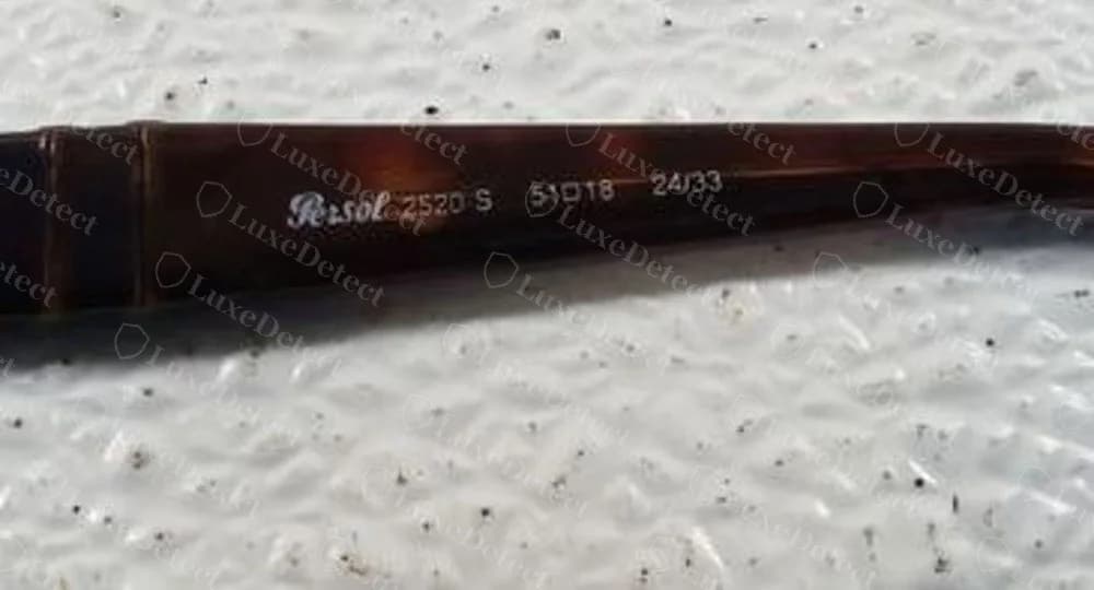 Genuine older Persol 2520 S temple stamped with the Persol script, 2520 S, 51, a small square, 18 and 24/33