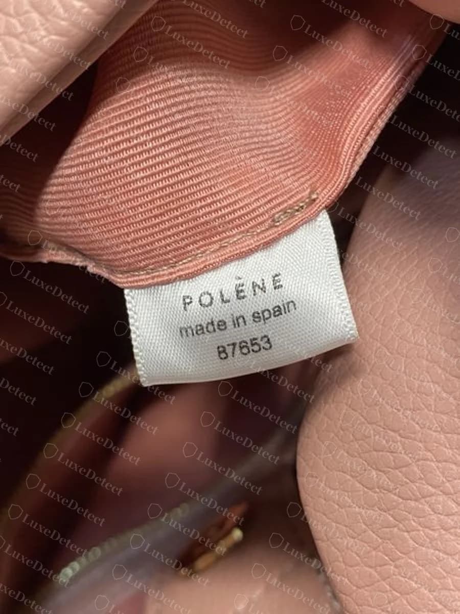 Genuine Polène fabric label (not a Dix) reading POLÈNE, made in spain, 87653