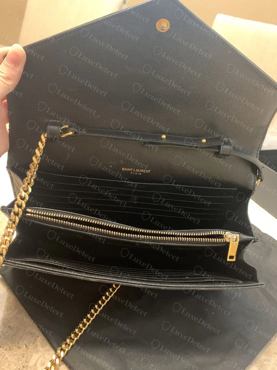 Authentic Saint Laurent Envelope interior, the flap's underside cleanly stamped "SAINT LAURENT PARIS" with even letter spacing