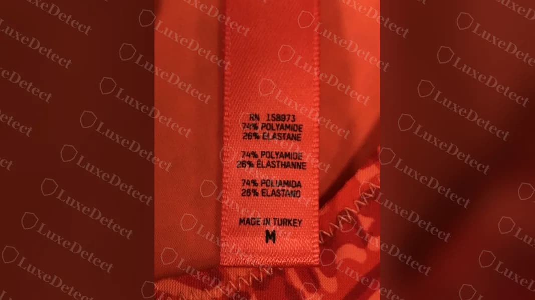 Genuine Fendi x SKIMS care label: RN 158973, fibre content in English, French and Spanish, Made in Turkey